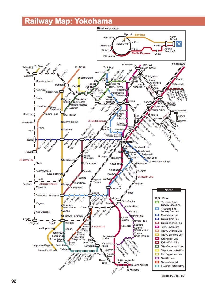 Yokohama σιδηροδρομικό χάρτη